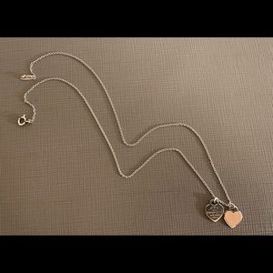 Authentic Return to Tiffany Mini Pink double heart pendant